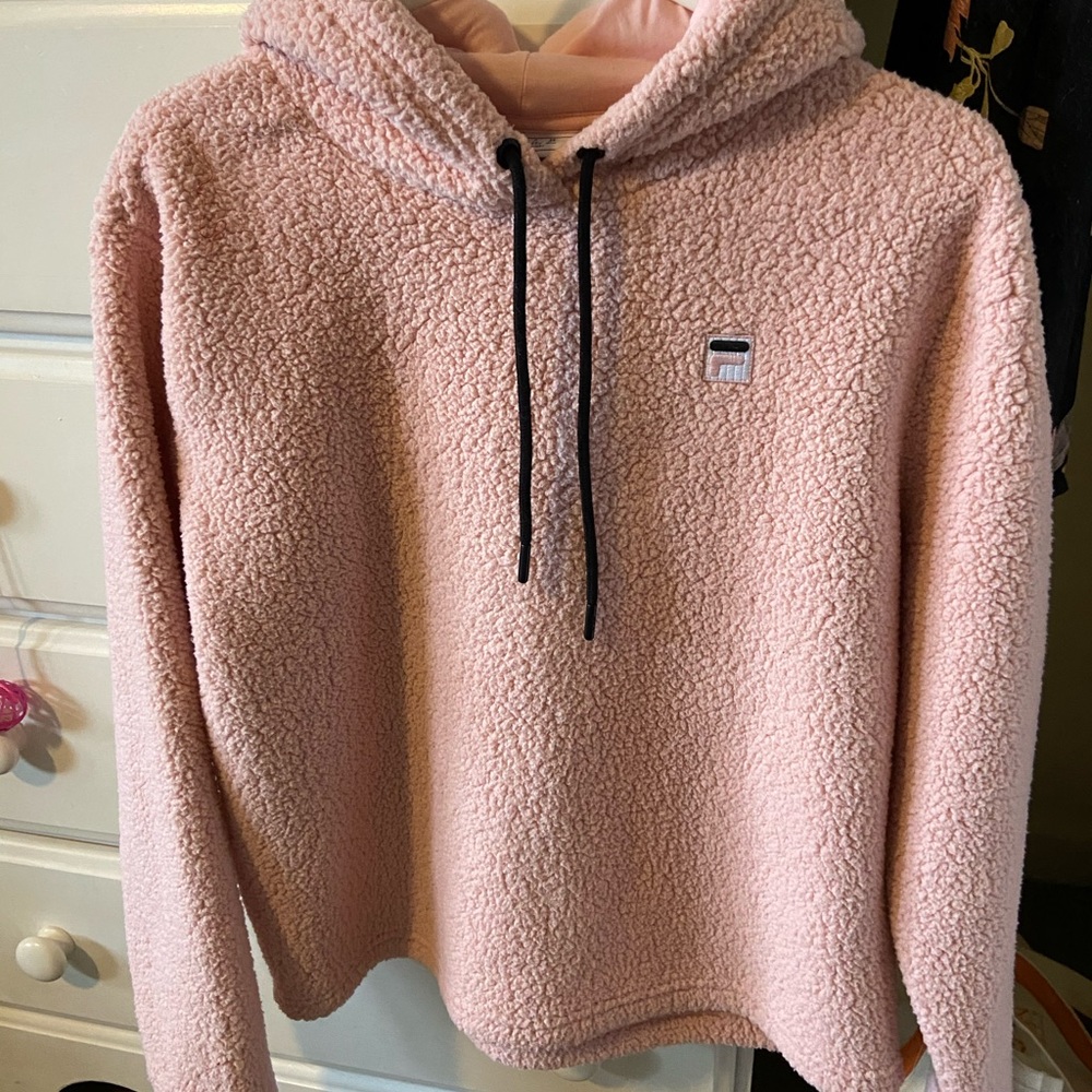 Fila pink Sherpa hoodie